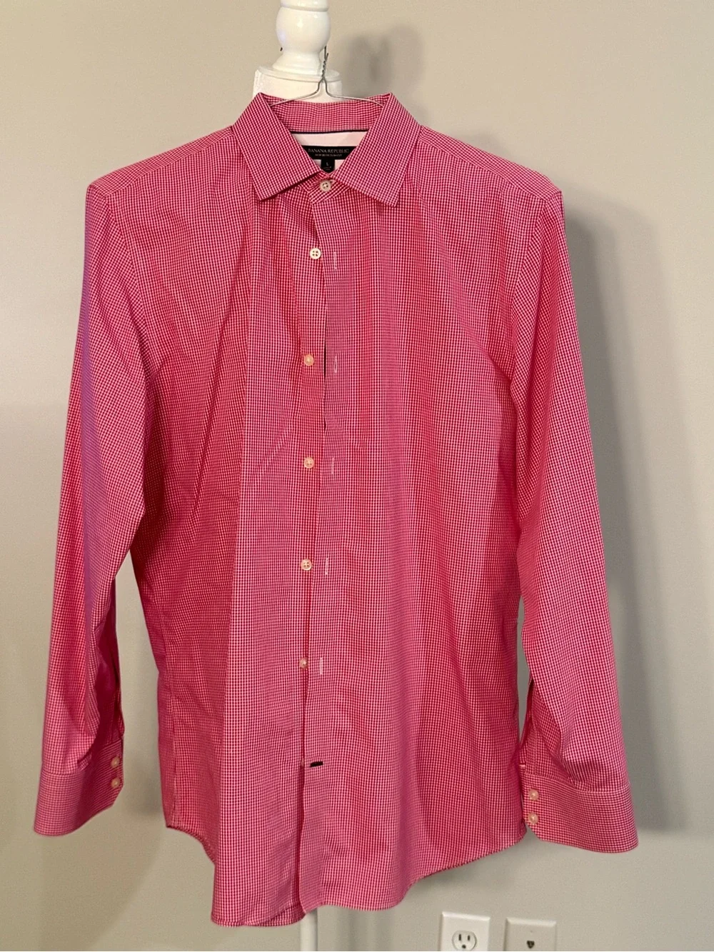 Banana Republic Red Micro-Check Dress Shirt